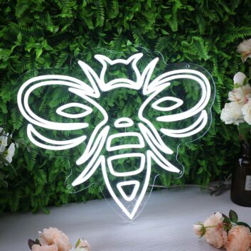 High Detailed Bee White Neon Sign