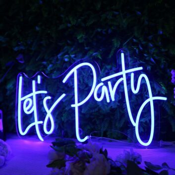 Lets Party Dark Blue Neon Sign