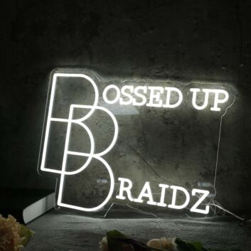 Bossed Up Braidz White Neon Sign