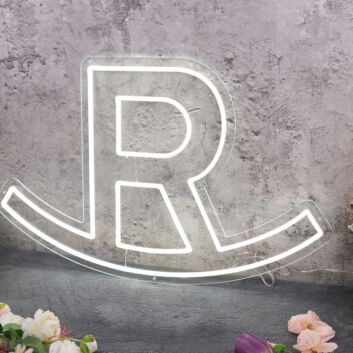 Letter R Custom White Neon Sign