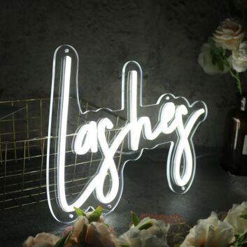 Lashes White LED Neon Sign