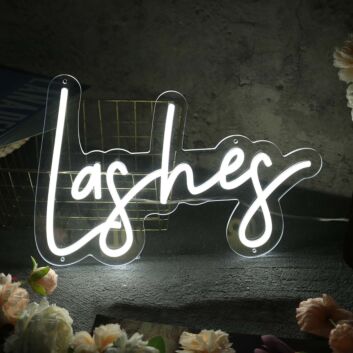 Lashes White LED Neon Sign
