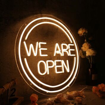 We Are Open White Neon Sign