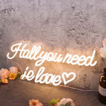 Hall You Need Is Love Yellow Neon Sign