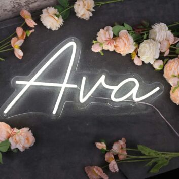 Ava White Neon Sign