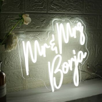 Mr And Mrs Boria White Neon Sign