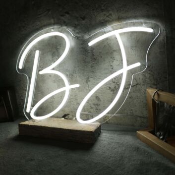 BJ White Neon Sign