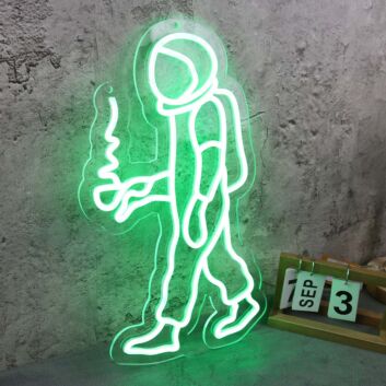 Walking Space Man Green Neon Sign