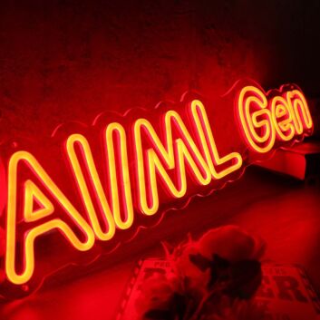 AI ML Gen Orange Neon Sign