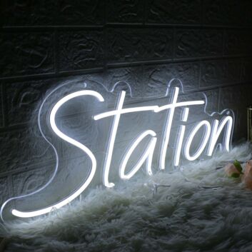 Station White Neon Sign
