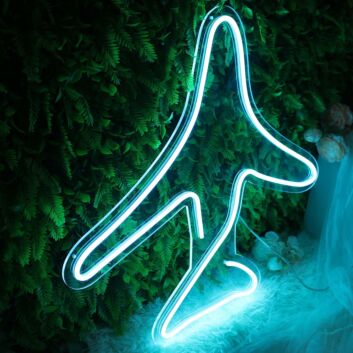 Rounded-Wing Airplane Outline LED Neon Sign