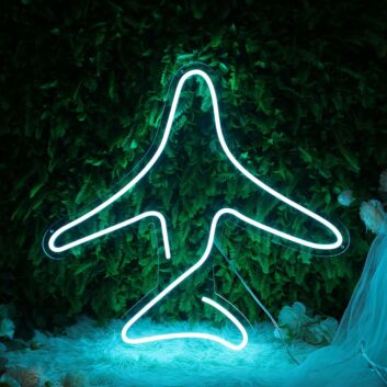 Rounded-Wing Airplane Outline LED Neon Sign