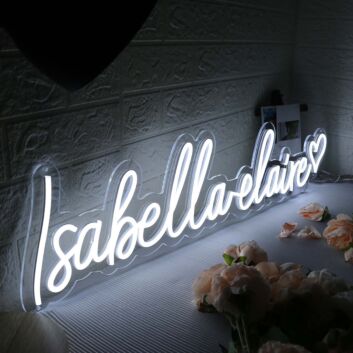 Isabella Claire White Neon Sign