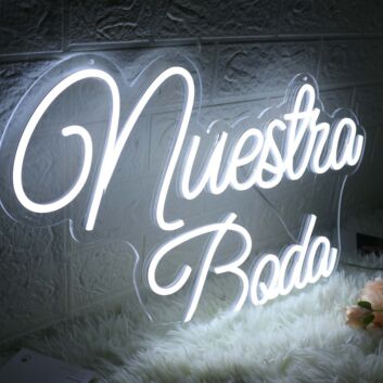 Nuestra Boda White Neon Sign