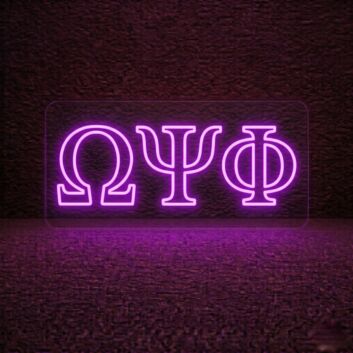 Omega Psi Phi ΩΨΦ LED Neon Sign Celebrating Brotherhood and Service