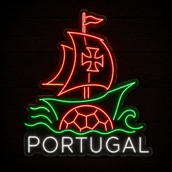 Portugal Sailing Ship Soccer LED Neon Sign Portuguese Football Neon Light Wall Decor for Sports Bar Game Room