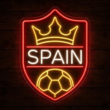 Spain Crown Soccer LED Neon Sign Spanish Football Neon Light Wall Decor for Sports Bar Game Room