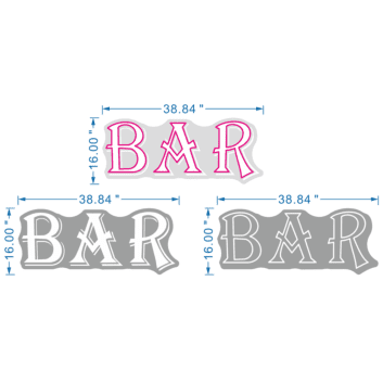 Custom Outdoor BAR Sign – UV Print + White LED Neon – 38.84" × 16"