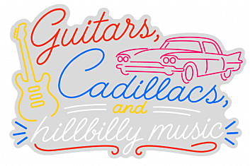 Guitars, Cadillacs and Hillbilly Music Custom Neon Sign - 48 Inches Tall, Split Sections