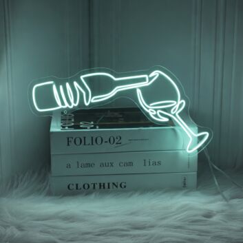 Wine Poured To Glass Neon Lights
