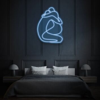Minimalist Figures Hugging LED Neon Sign