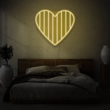 Striped Heart LED Neon Light