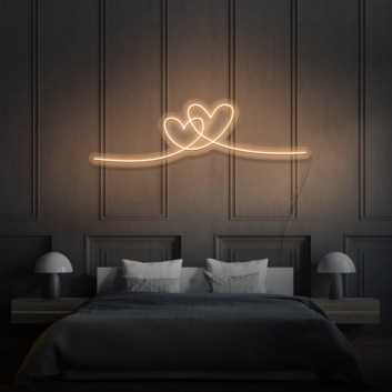 Two Hearts LED Neon Sign