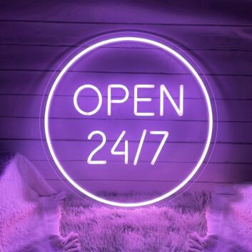 Customize Open 24/7 Round Neon Always Ready and Inviting
