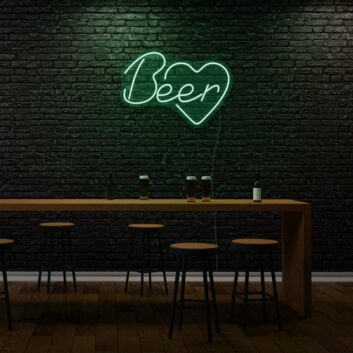 Beer With Heart Neon Cheers to Love and Brews
