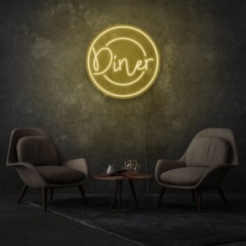 Customize Round Diner Neon Welcoming Circular Design