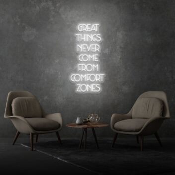 Great Things Never Come From Comfort Zones Neon Sign Pushing Boundaries and Growth