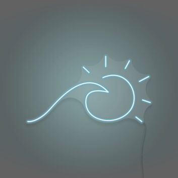 Sun and Sea Wave Neon Artistic Representation of Beachside Serenity