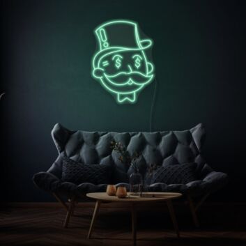 Monopoly Man Neon Sign Playful Wealth and Games