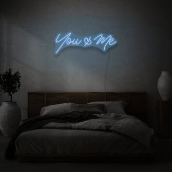 You & Me Cursive Neon Lettering Intimate Connection and Affection