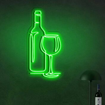 Wine Bottle and Glass LED Neon Sign