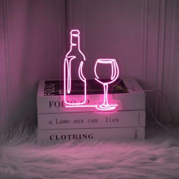 Red Wine Wine Glass  Bar Set  Neon Signs