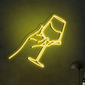 Hand Holding Wine Glass LED Neon Sign