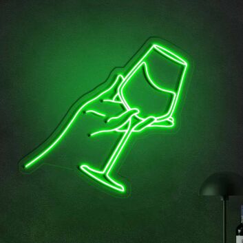 Hand Holding Wine Glass LED Neon Sign