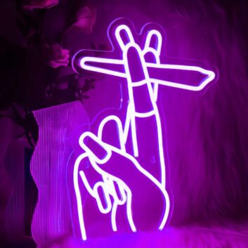 Two Fingers Holding a Cigarette LED Neon Sign