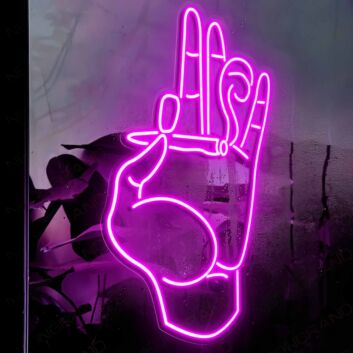 Hand Pinching a Cigarette LED Neon Sign
