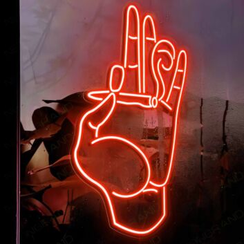 Hand Pinching a Cigarette LED Neon Sign