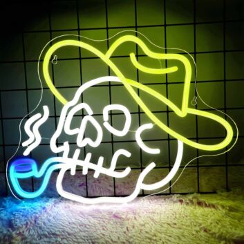 Cool Smoking Skull LED Neon Sign