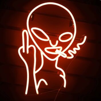 Provocative Smoking Alien  Neon Sign