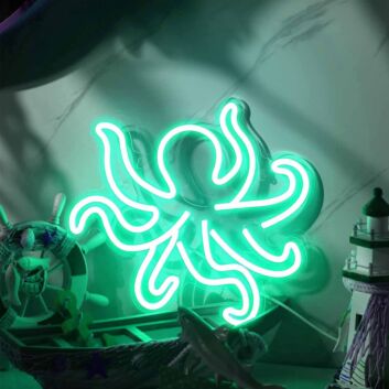 Tusked Five-Claw Octopus Neon Sign