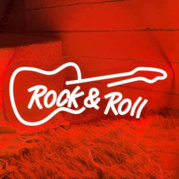 Rock & Roll Music Guitar Neon Sign