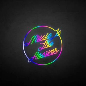 &#39;Music is the answer&#39; neon sign