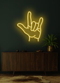 Hand sign Neon Artistic Expression of Communication and Style