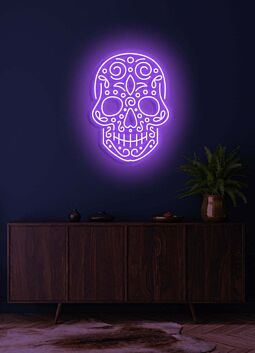 Skull Neon Reminder of Life&#039;s Edge and Vibrancy