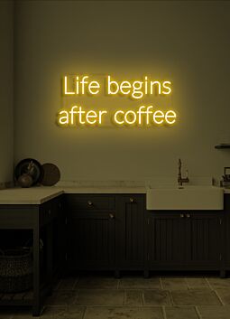 Life Begins After Coffee Neon Humorous Ode to Coffee Lovers Everywhere