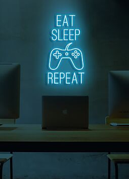 Eat Sleep Game Repeat Neon Cycle of a Gamer's Life